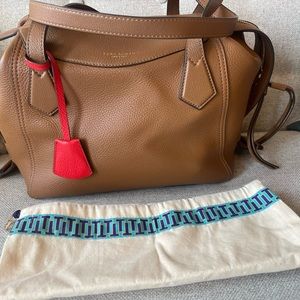 Tory Burch Perry Satchel in Brown Leather